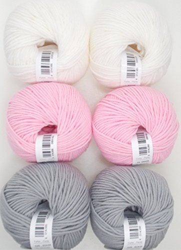 Wollpaket 10 Babywolle 6x 50 g Cora sehr weicher Merino-Mix zum Häkeln und Stricken