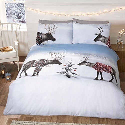 Christmas Reindeers Single/US Twin Duvet Cover and Pillowcase Set