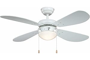 AIRERYDER Deckenventilator mit Beleuchtung Classic, Gehäuse weiß, Flügelfarbe weiß, 107 cm