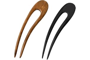 FUTUHADA 2 Stück U-Förmige Haargabel, 15.5 cm Sandelholz Haarnadeln, Holzhaarstöcke für Hochsteckfrisuren, Französischer Stil Haarstäbchen Gabel, Retro Haar Chignon Stifte für Mädchen Frauen