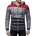 Produktbild JYJM 2018 Weihnachten Men's Autumn Winter Color Patchwork Hooded Zipper Pocket Sweatshirt Jacket Coat Herren stylischer Herbst Winter Fleece Mantel, Jacke mit Kapuze