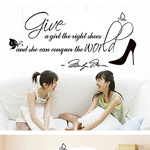 ufengke® „Give A Girl The Right Shoes And She Can Conquer The World“ Zitate und Sprüche Wandsticker, Wohnzimmer Schlafzimmer Entfernbare Wandtattoos Wandbilder - 3