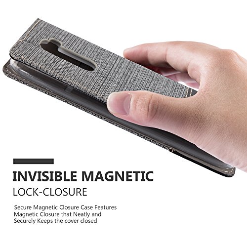 LG K10 2016   M2 Funda Estilo Libro en GRIS NEGRO de Cadorabo  Dise  o TELO-CUERO-ARTIFICIAL      Cubierta Protectora con Cierre Magn  tico  Tarjetero y Funci  n de Suporte     Protecci  n Carcasa Caja Etui Case Cover