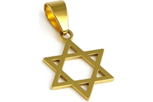 Felicidade Gold Jewish Cross Pendant - Stainless Steel Symbolic Jewellery - Elegance and Spirituality, Ideal for Men and Women