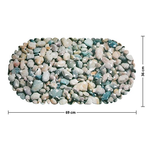 casa pura® Wanneneinlage Stone | helle Steinoptik | schadstoffgeprüft | als Badewanneneinlage und Duschmatte erhältlich | 3 Größen | oval (69×36 cm) - 2