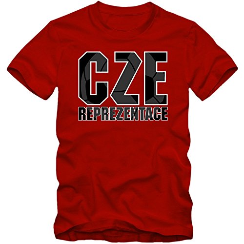 Tschechien EM 2016 #3 T-Shirt | Fußball | Herren | Trikot | Nationalmannschaft, Farbe:Rot (Red L190);Größe:XXL