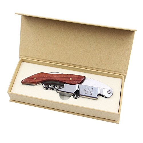 YATING Professioneller Korkenzieher ,Weinflasche Opener Sommelier und Folienschneider ,edles Weinzubehör mit Palisanderholz Holzgriff (Rot) - 6