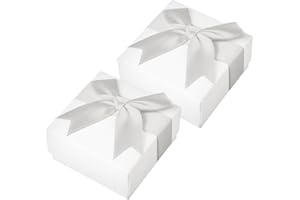 GLADFRESIT 2Pcs Jewellery Gift Box Set, Small Storage Box with lid Bow-Knot for Square Ring Earrings Necklace Bracelet Jewellery Gift Box for Christmas Wedding Valentine'S Day Graduation(Grey)
