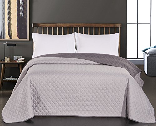 DecoKing 29732 Tagesdecke 220 x 240 stahl anthrazit grau silber Bettüberwurf zweiseitig pflegeleicht steel silver grey dimgray Axel - 3