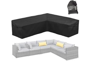 Skyour Patio Furniture Sectional Couch Sofa Cover Weatherproof Heavy Duty 420D Oxford Outdoor L Shaped Sectional Garden Rattan Corner Sofa Furniture Protector Covers Black (Left Side Long: 112x87in)