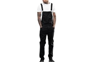 Keepink Denim Dungarees for Men UK Plus Size Long Pants Jeans Overalls Workwear Adjustable Strap Dungaree Mens Casual Sleeveless Rompers Suspender Playsuits Jumpsuits Pocket