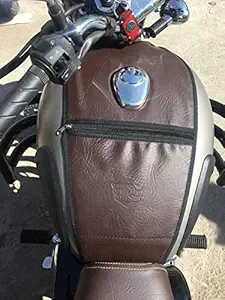 SaharaSeats Leather Tank Cover for Royal Enfield Classic 350/500 (Gunmetal, Pegasus Coffee Brown)