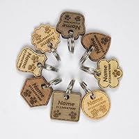 ❤ Holz Hundemarke | Katzen-Tag | Personalisierte Haustier ID | Graviert mit Name und Telefonnummer | 5 Massivholzarten | 8 Formen | 3 Größen