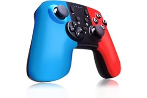 BIGFOX Mando para Switch, Mando Pro Controller Inalámbrico Bluetooth con Función Gyro Axis Ajustable Turbo y Dual Shock Compatible con Switch/Lite/PC (Azul y Rojo)