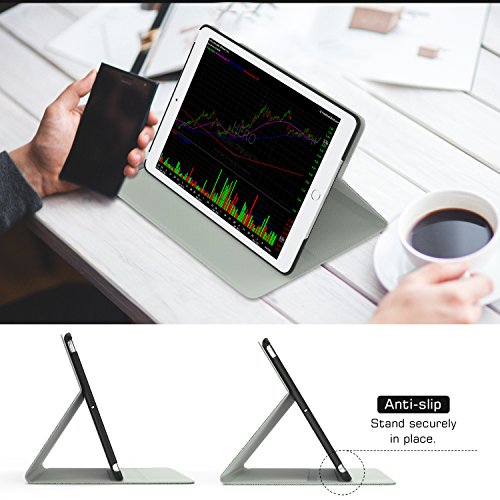 MoKo Hülle für Neu iPad 9.7 Zoll 2017 – Stoßfest Ledertasche Schutzhülle mit Auto Sleep/Wake up Funktion, Standfunktion und PC Bumper für Apple New iPad 2017 9.7″ Tablet, Hellgrau - 5