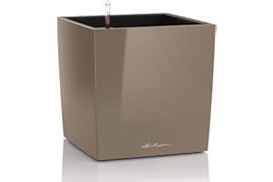 Lechuza – Pot de Fleurs d'Interieur – Premium Cube – Réserve d'Eau Intégrée – Coloris Taupe – 50 x 50 x 50 cm