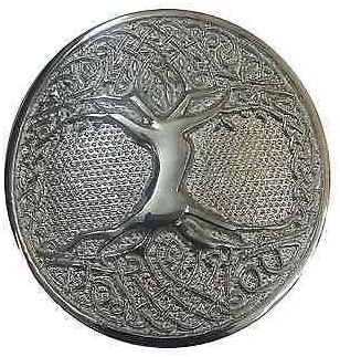 KILT BELT BUCKLE CELTIC TREE OF LIFE CIRCULAR SILVER FINISH/SCOTTISH BELT BUCKLE