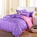 Produktbild Bettwäsche-sets King & Super Doppelbett Einzelbett Normalgröße Bett Bettwäsche Mit Kissenbezug - Mond Sterne Lila, Einzel