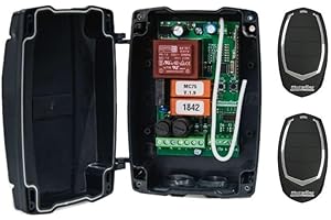 INSTALMATIC Kit profesional de central de maniobras para motores a 220v de puertas enrollables y persianas, con receptor de radio multimarca incorporado, con 2 mandos a distancia código evolutivo. Alta calidad.