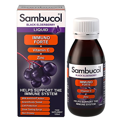 Sambucol Natural Black Elderberry Immuno Forte | Vitamin C | Zinc | Immune Support Supplement | 120ml