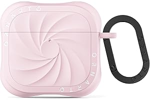 ORNARTO Vortuxe Case Compatible with AirPods 4 (2024), Thick Silicone Protective Cover with Carabiner, Shockproof Design, Front LED Visible-Pink