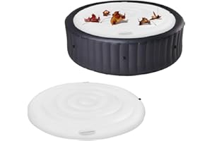 BLYEMICHDI 140cm Inflatable Round Hot Tub Cover,Energy Saving Spa Lid Lazy Spa Cover,Outdoor Hot Tub Protector for Insulated Thermal Bathtub