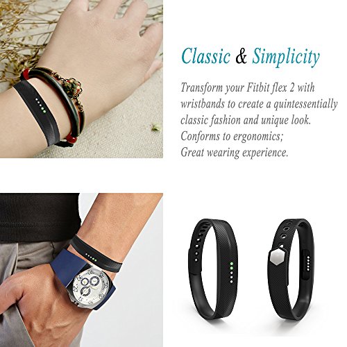 Für Fitbit Flex 2 Zubehör Ersatz Armband – iFeeker Classic Weiche Silikon Metall Schließe Uhr Buckle Design Armband Halter Tasche für 2016 Fitbit Flex 2 Fitness Activity Tracker (Klein oder Groß) - 6