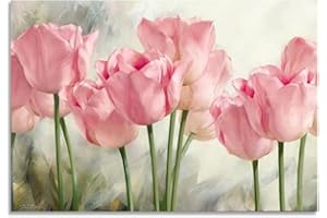 Fokenzary pittura a olio fai da te con i numeri tela per bambini o adulti con pennelli e colori acrilici(40x50cm tulip)