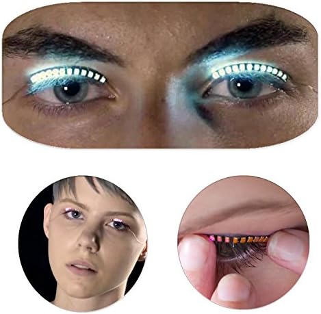 1 Pair LED Eyelashes Eyelid False Waterproof Eyelashes Fashion Icon Saloon Pub Club Hallowmas Party (White)