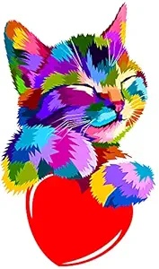 RNG PVC VINYL Colorful Little Katty Cat Wall Sticker,Animal Wall Sticker For Kids Room Decoration Items Kids Wall Sticker Wall Art Multicolor, Modern, 35 CM x 60 CM