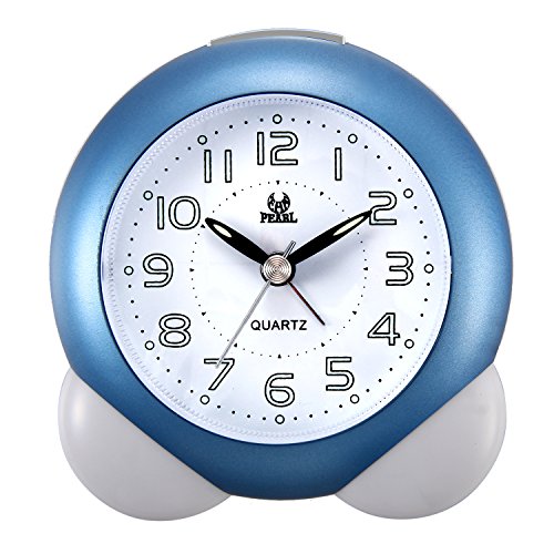 Lancardo Jungen Alarm Clock, Glockenwecker Analog Quarzwecker mit Luminous Ziffer, Lauter Alarm,kein Ticken geräuschlos Alarm Wecker,blau weiss