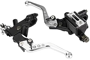 LONGZHOU 1 Pair 7/8"(22mm) Universal Motorcycle Brake Clutch Master Cylinder Reservoir Levers Brake Clutch Lever (silver)