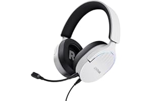 Trust Gaming GXT 490 W Fayzo Gaming Headset USB 7.1 Surround Sound, sterownik 50 mm, 35% tworzywo sztuczne z recyklingu, mikrofon z redukcją szumów, słuchawki nauszne RGB do PC PS5 - biały