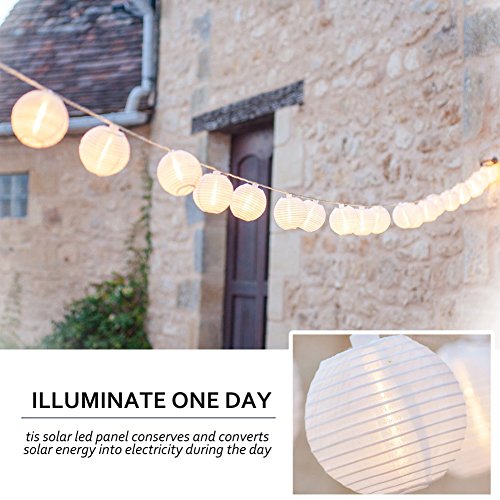 Solar Lichterkette Lampions , Ubegood Lichterkette 20er LED Lampions Laterne 3Meter für Outdoor , Haus , Garten , Party , Weihnachten , Weihnachtsbaum , Warmweiß [Energieklasse A+++] - 4