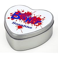 bedruckte Geschenkdose Herz aus Metall - Motiv 10 (Happy Birthday)mit Ihrem Wunschnamen