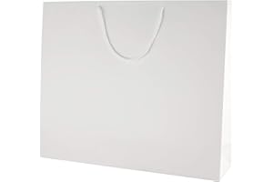 Thepaperbagstore 5 White Luxury Matt Laminated Paper Bags with Rope Handles - Extra Large 500x420x130mm