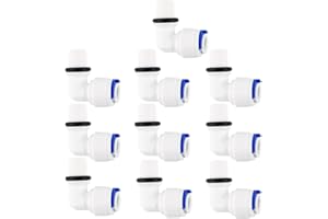 sourcing map 10 pezzi 1/8 di pollice BSP maschio a 1/4 di pollice OD tipo L a collegamento rapido depuratori d'acqua raccordi tubo connettore a spinta tubo dell'acqua per sistema di osmosi inversa RO