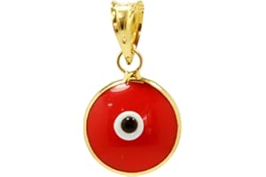 MIZZE MADE FOR LUCK Gold Plated 925 Sterling Silver 10 MM Round Glass Evil Eye Charm Pendant - 7 Colours Available - DIY Charm for Any Necklace