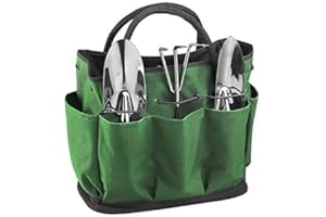 JINTN Portable Garden Tool Bag Oxford Plant Tool Kit Storage Bag with Handles Essential Gardening Tools Organizer Tote Multiple Pockets Indoor Out Door Lawn Yard Bag Carrier Gardener Carry Bag