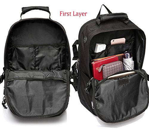 Vaschy Laptop Rucks  cke Anti-Dieb Wasserabweisend Reisetaschen Schulrucksack Passt 15 6 Zoll -Schwarz