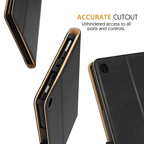 ATiC Hülle für All-New Amazon Fire HD 8 Tablet (7th Generation – 2017 Modell) – Schlank Folding Kunstleder Schutzhülle Leder Hülle Tasche Ledertasche Etui Smart Case Cover mit Dokumentschlitze, Standfunktion, Auto Sleep/Wake up Funktion für das neue Fire HD 8, Schwarz - 6