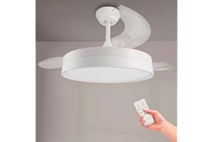 M mimotec - Ventilatore da soffitto a LED White Loki, temperatura di colore regolabile, funzione estate/inverno, 6 velocità, LM8824