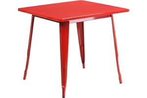 Flash Furniture Felix Tisch für Innen- und Außenbereich, 80 cm, quadratisch, Rot