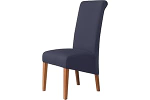 Kozuoan XL Size Chair Covers for Dining Chairs, spandex dining chair covers, detachable and washable, Navy, Pack of 6