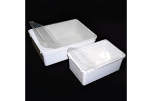 M&S Reptilien Kunststoffbox weiß, groß (24x18x7,5 cm) Deckel transparent