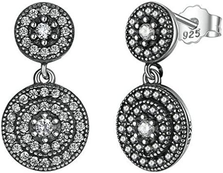 Lieberpaar Women 925 Sterling Silver Studs Earrings for girl Elegant round Crystal drop dangle earring