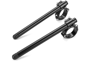 FULLIBARS Aluminium Demi Guidon motos Ø 51mm bracelet moto pour Ninja ZX-6R 2009-2012/RSV Mille R 2000-2004/RSV4/RC390/ Hyosung GT250R Universel guidon bracelet cafe racer Angle 8 ° tubes 22MM couleur noire
