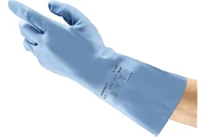 Ansell AlphaTec 37-520 Nitril-Handschuhe, Chemikalienschutz-Handschuh, Chemikalien- und Flüssigkeitsschutz, Arbeitshandschuhe Wiederverwendbar, Blau, Größe XS (12 Paar)
