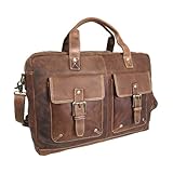 Material: Rindleder Shalimar Vintage Aktentasche/Arbeitstasche aus geöltem Leder Modell: Forbes, Farbe/Colour:Natural Buckskin