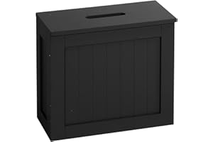 Taylor & Brown Multi-Purpose Wooden Bathroom Storage Unit, Laundry Hamper Toilet Cleaning Tidy Box Unit Cupboard (Black)